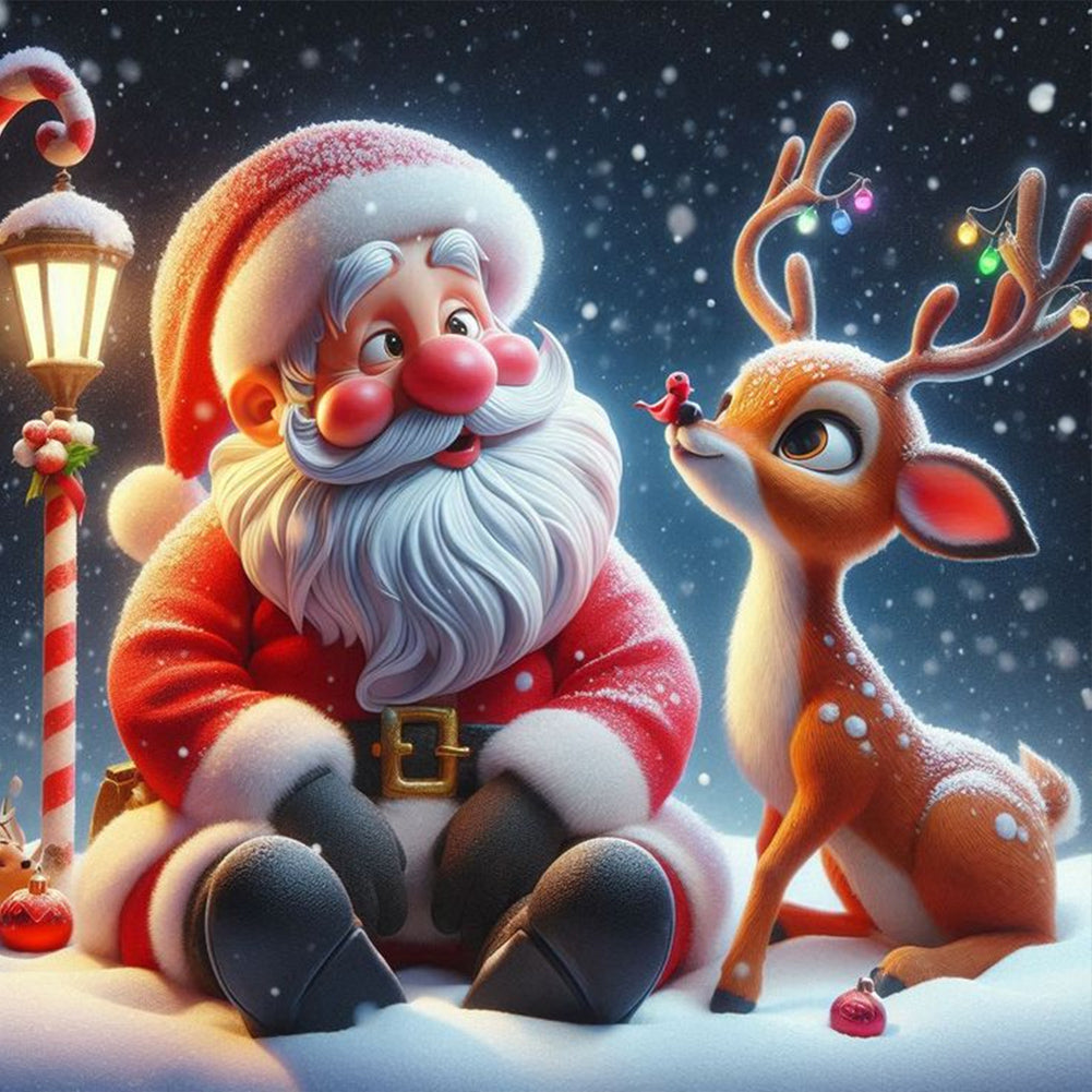 Diamond Painting - Full Round - Santa Claus and elk (40*40CM)