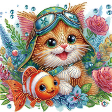 Load image into Gallery viewer, Diamond Painting - Partial Special Shaped - Cat and fish (30*30CM)
