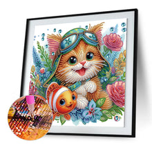 Load image into Gallery viewer, Diamond Painting - Partial Special Shaped - Cat and fish (30*30CM)
