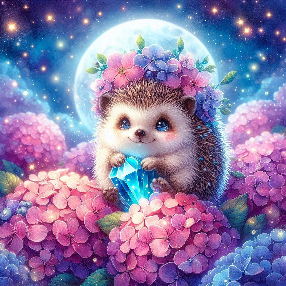 Diamond Painting - Full Round - Hedgehog with hydrangea (40*40CM)