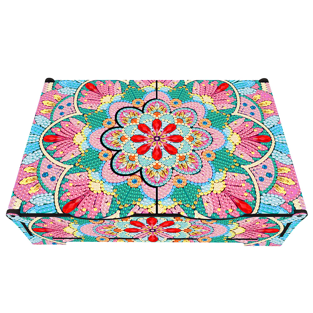 Wooden Mandala 5D DIY Diamond Painting Jewelry Display Box for Rings Bracelets