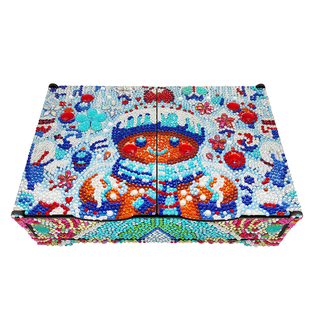 Wooden Gingerbread Man Diamond Painting Jewelry Display Box for Rings Bracelets