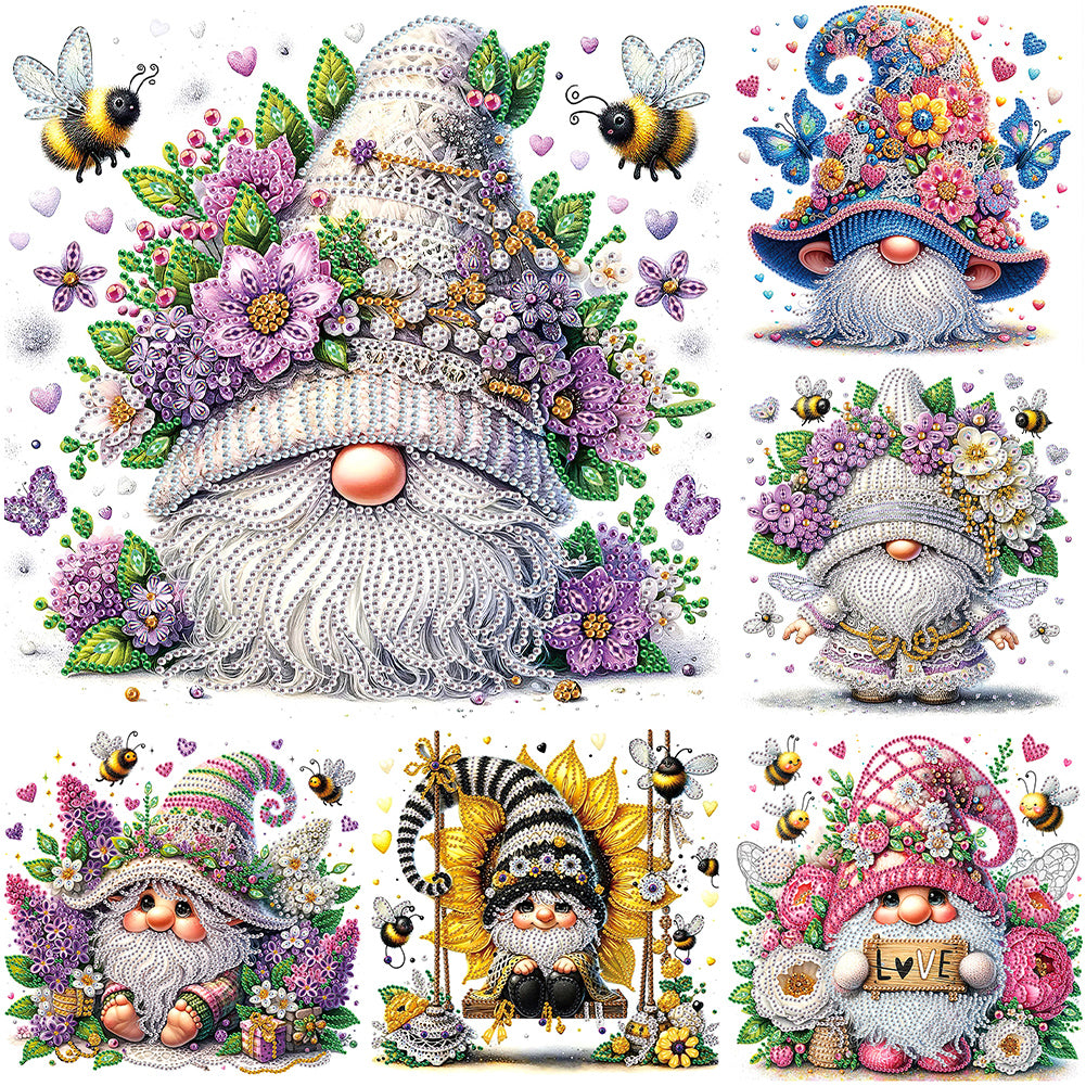6pcs Partial Special Diamond Painting Set - Gnome series (30*30CM)