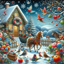 Load image into Gallery viewer, Diamond Painting - Full Round - Christmas atmosphere in winter cottage (50*50CM)
