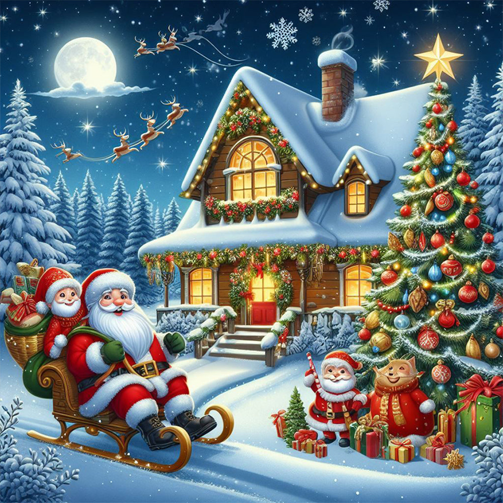 Diamond Painting - Full Round - Christmas atmosphere in winter cottage (50*50CM)