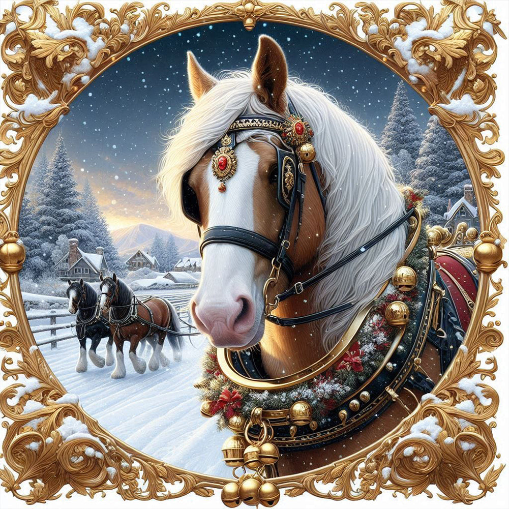 Diamond Painting - Full Round - Christmas horse (40*40CM)