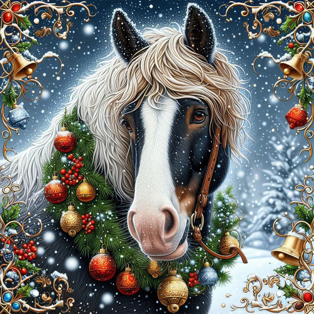 Diamond Painting - Full Round - Christmas horse (40*40CM)
