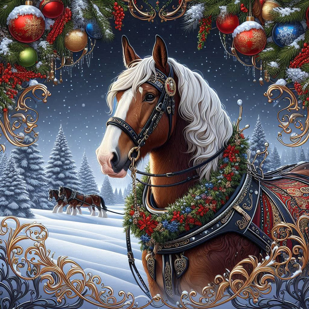Diamond Painting - Full Round - Christmas horse (40*40CM)