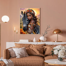 Load image into Gallery viewer, Diamond Painting - Full Round - Zebra and girl (30*40CM)
