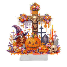 Load image into Gallery viewer, Halloween Pumpkin Cross Diamond Painting Tabletop Ornaments Kit Home Table Decor
