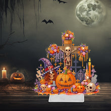 Load image into Gallery viewer, Halloween Pumpkin Cross Diamond Painting Tabletop Ornaments Kit Home Table Decor
