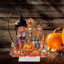 Load image into Gallery viewer, Halloween Pumpkin Cross Diamond Painting Tabletop Ornaments Kit Home Table Decor
