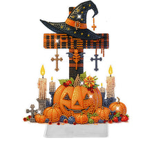 Load image into Gallery viewer, Halloween Pumpkin Cross Diamond Painting Tabletop Ornaments Kit Home Table Decor

