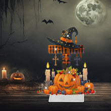 Load image into Gallery viewer, Halloween Pumpkin Cross Diamond Painting Tabletop Ornaments Kit Home Table Decor
