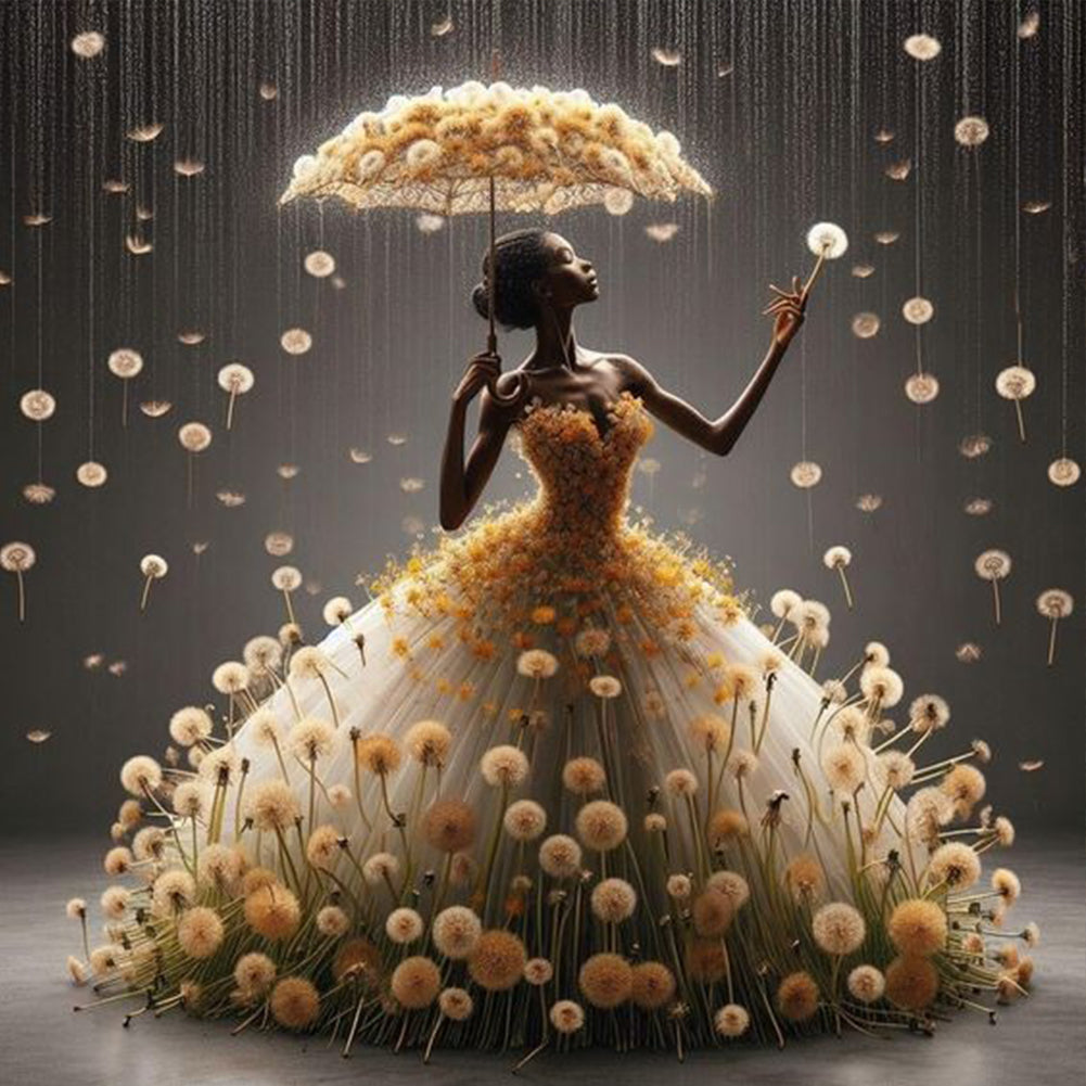 Diamond Painting - Full Round - Dandelion and dancing girl (40*40CM)