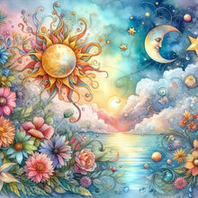 Load image into Gallery viewer, Diamond Painting - Full Round - Sun and moon flower sea water (40*40CM)
