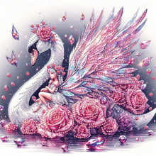 Load image into Gallery viewer, Diamond Painting - Partial Special Shaped - Swan and girl (30*30CM)
