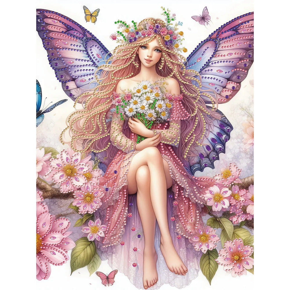 Diamond Painting - Partial Special Shaped - Butterfly girl (30*40CM)
