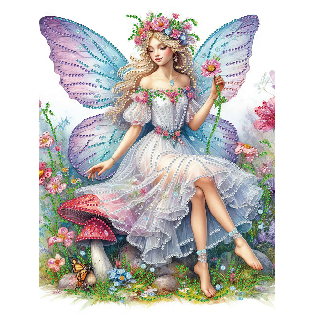Diamond Painting - Partial Special Shaped - Butterfly girl (30*40CM)
