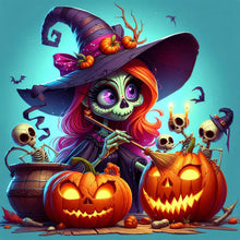 Load image into Gallery viewer, Diamond Painting - Full Round - Witch and pumpkin (40*40CM)

