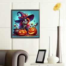 Load image into Gallery viewer, Diamond Painting - Full Round - Witch and pumpkin (40*40CM)
