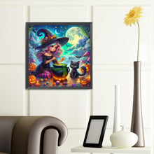 Load image into Gallery viewer, Diamond Painting - Full Round - Witch and kitten (40*40CM)
