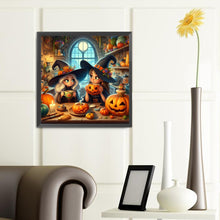 Load image into Gallery viewer, Diamond Painting - Full Round - Witch and pumpkin (40*40CM)
