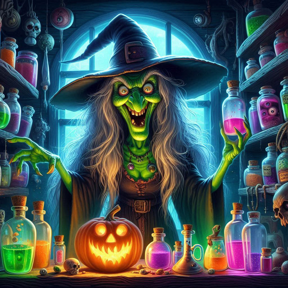 Diamond Painting - Full Round - Horror witch refining monster (40*40CM)