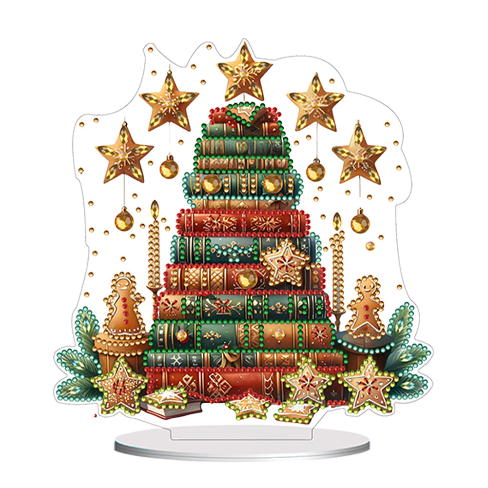 Acrylic Books Xmas Tree Desktop Diamond Art Kits Diamond Painting Desktop Decors