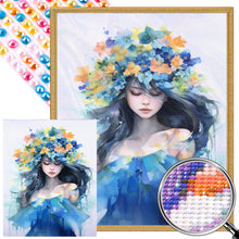 Load image into Gallery viewer, AB Diamond Painting - Full Round - Watercolor girl with garland (40*50CM)

