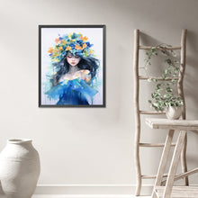 Load image into Gallery viewer, AB Diamond Painting - Full Round - Watercolor girl with garland (40*50CM)
