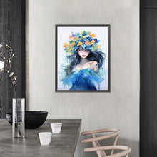 Load image into Gallery viewer, AB Diamond Painting - Full Round - Watercolor girl with garland (40*50CM)
