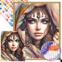 Load image into Gallery viewer, AB Diamond Painting - Full Round - Girl with ethnic style (40*50CM)
