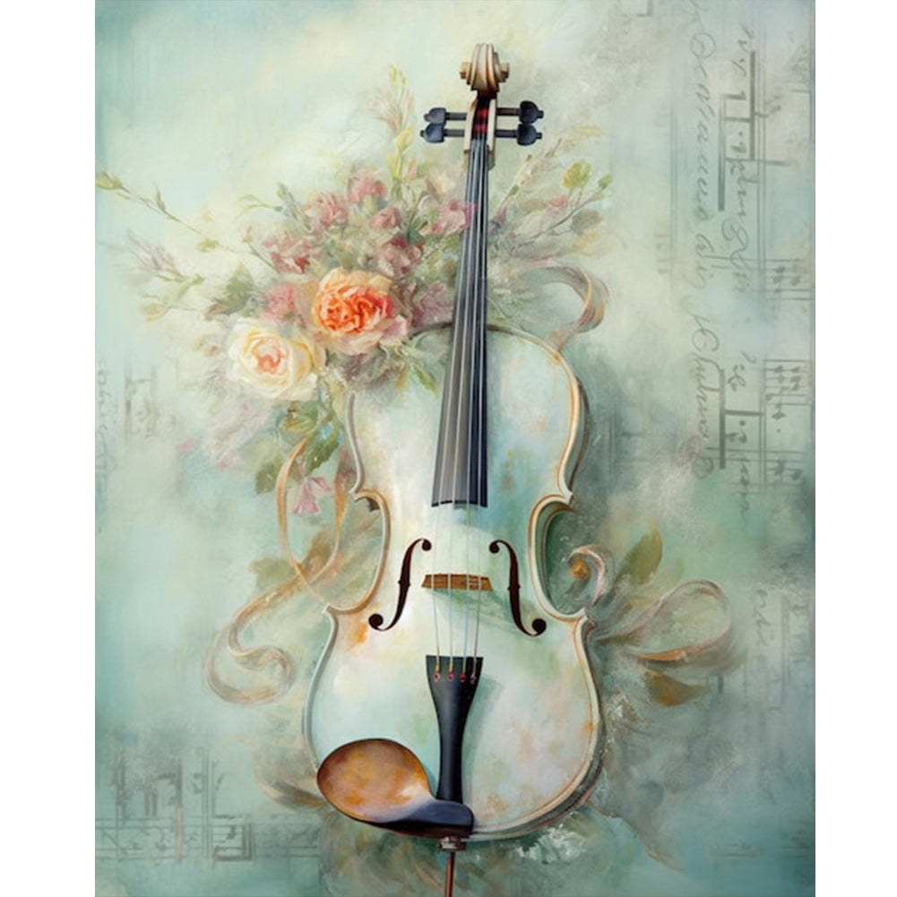 Diamond Painting - Full Round - Violin and Flowers (40*50CM)