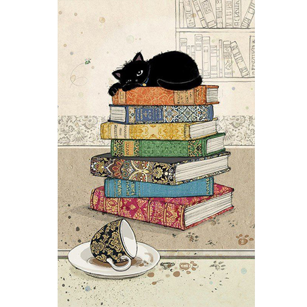Diamond Painting - Full Round - Cat and Book (40*60CM)