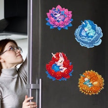 Load image into Gallery viewer, 6Pcs Diamond Painting Refrigerator Magnets Diamond Art Kits (Flower Unicorn)
