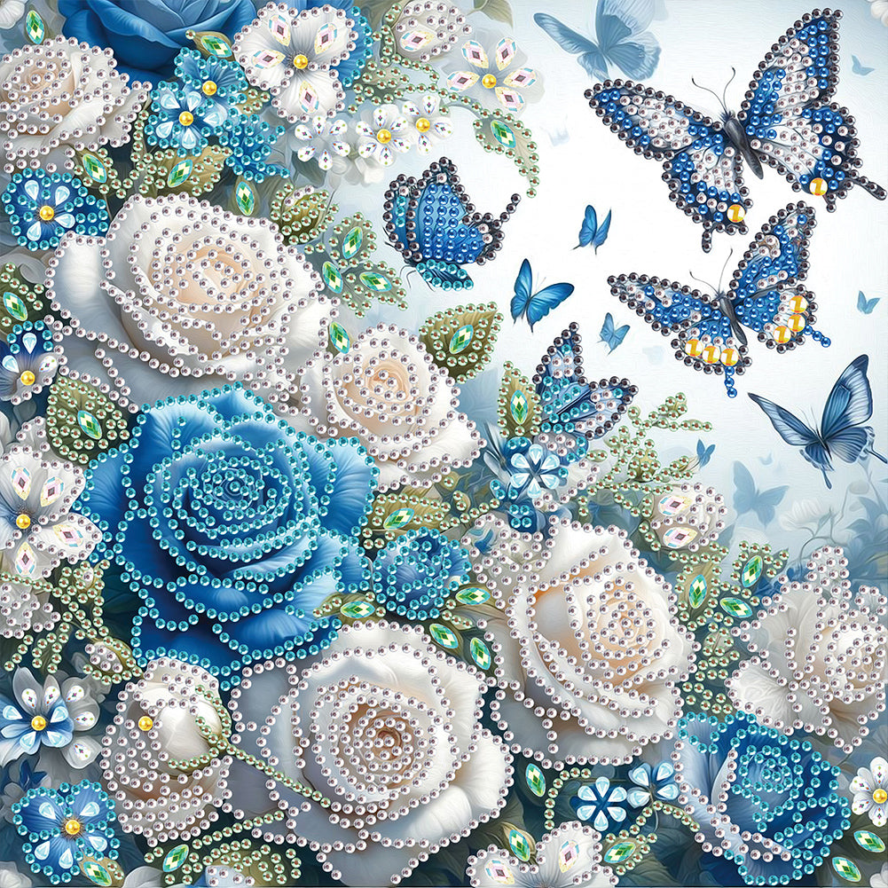 Diamond Painting - Partial Special Shaped - Rose Butterfly (30*30CM)