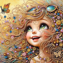 Load image into Gallery viewer, Diamond Painting - Partial Special Shaped - Cheerful Girl (40*40CM)
