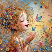 Load image into Gallery viewer, Diamond Painting - Partial Special Shaped - Cheerful Girl (40*40CM)
