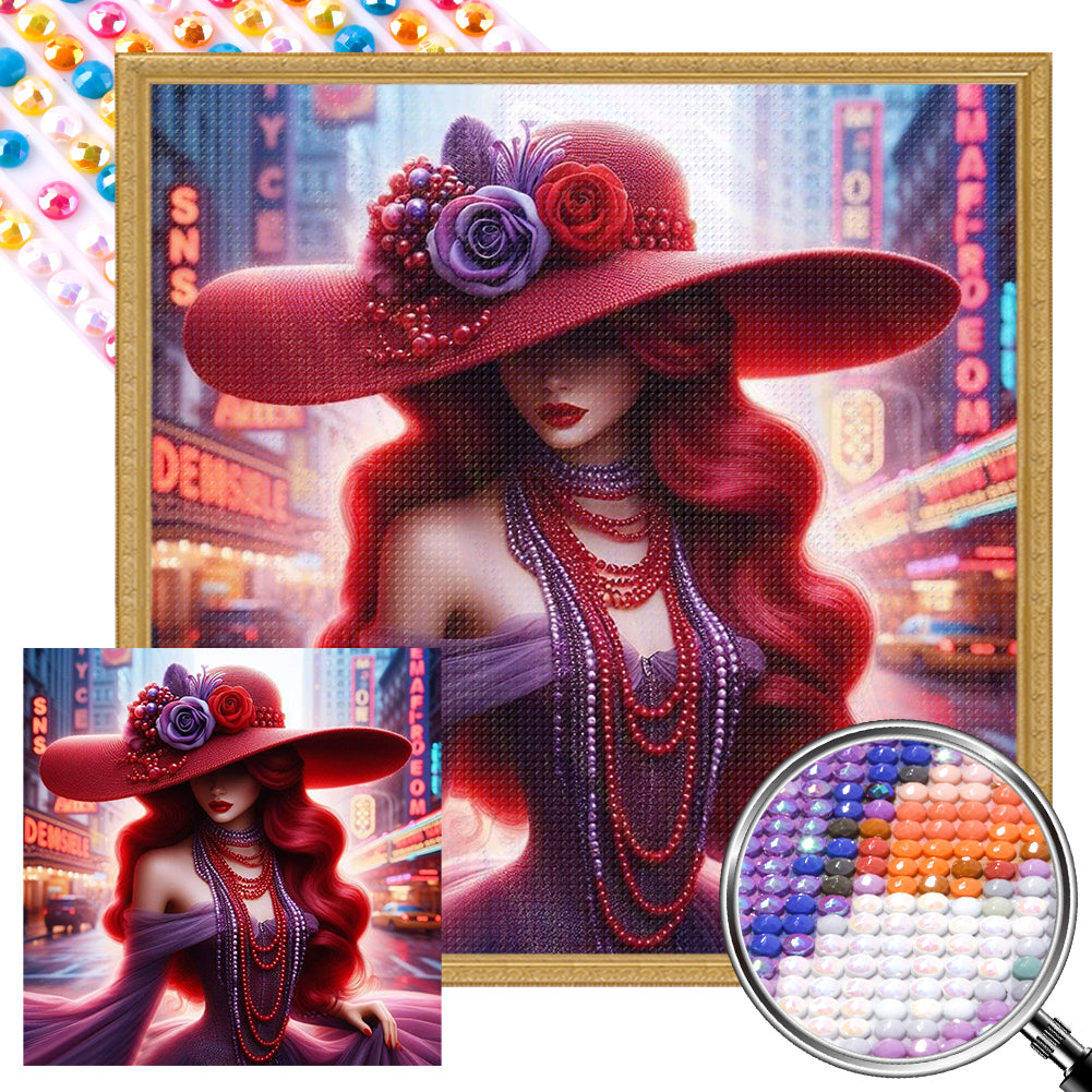 AB Diamond Painting - Full Round - City Girl (40*40CM)