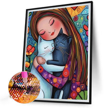 Load image into Gallery viewer, AB Diamond Painting - Full Round - Girl and Kittens (40*50CM)
