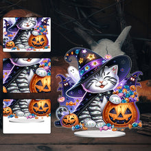 Load image into Gallery viewer, Acrylic Halloween Pumpkin Cat Diamond Painting Desktop Ornaments Kit Home Decor
