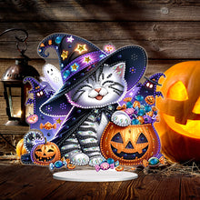 Load image into Gallery viewer, Acrylic Halloween Pumpkin Cat Diamond Painting Desktop Ornaments Kit Home Decor
