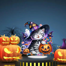 Load image into Gallery viewer, Acrylic Halloween Pumpkin Cat Diamond Painting Desktop Ornaments Kit Home Decor
