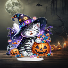 Load image into Gallery viewer, Acrylic Halloween Pumpkin Cat Diamond Painting Desktop Ornaments Kit Home Decor
