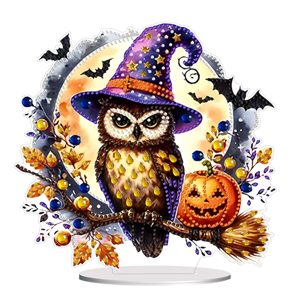 Acrylic Halloween Pumpkin Owl Diamond Painting Desktop Ornaments Kit Home Decor