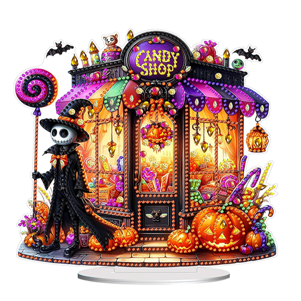 Acrylic Halloween Haunted House Diamond Painting Desktop Ornaments Kit for Home