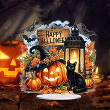 Load image into Gallery viewer, Acrylic Halloween Pumpkin Cat Diamond Painting Desktop Ornaments Kit Home Decor
