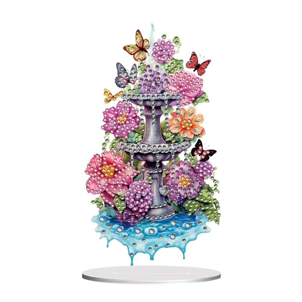 Acrylic Fountain Flowers Table Top Diamond Painting Ornament Kits for Beginner
