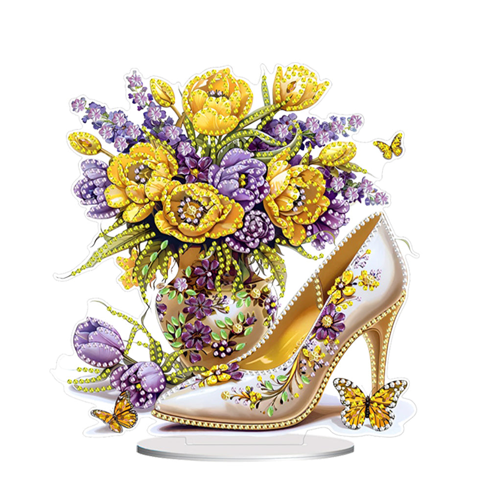 Acrylic High Heels Bouquet Table Top Diamond Painting Ornament Kits for Beginner